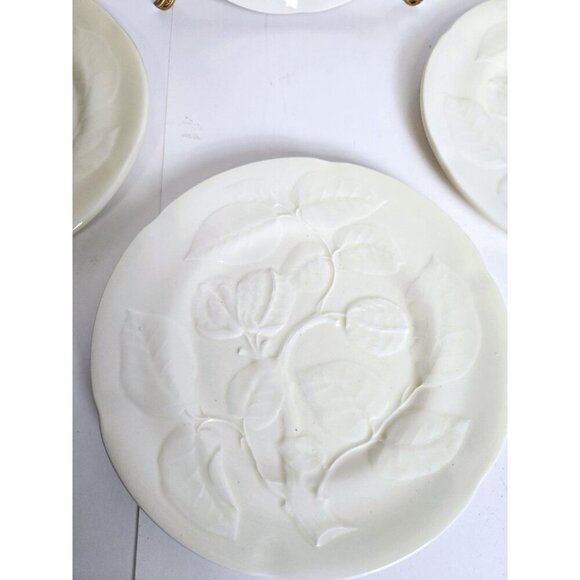 WILLIAM SONOMA Yellow Cream Salad Plates Embossed Botanical Portugal Set… - Picture 3 of 4